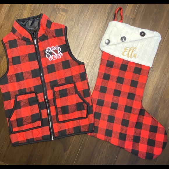 Red or White Buffalo Plaid checker vest-monogram - Picture 4 of 8